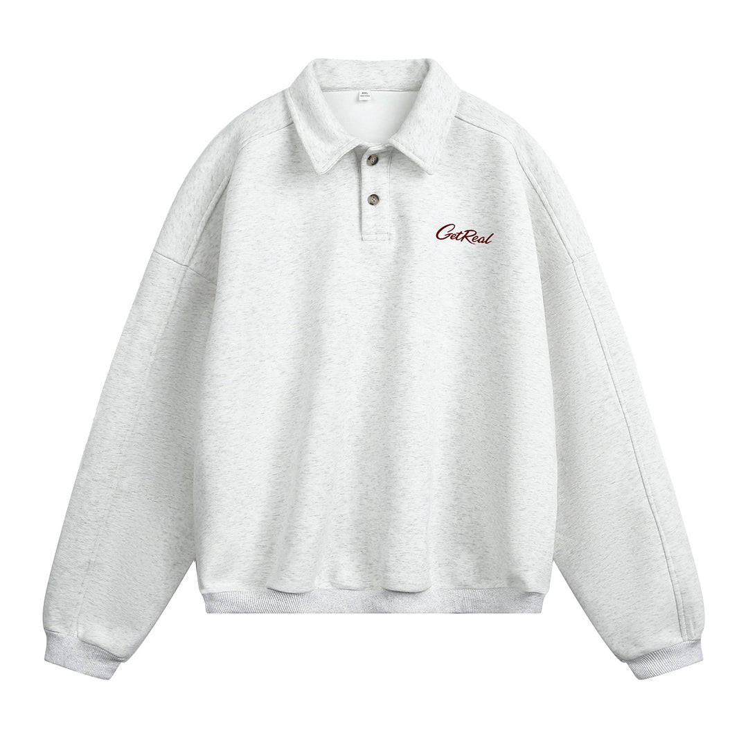 Unisex Oversize Poloshirt-Sweatshirt mit Hemdkragen und Halbknopfleiste Nord Taschen