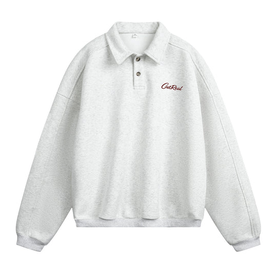 Unisex Oversize Poloshirt-Sweatshirt mit Hemdkragen und Halbknopfleiste Nord Taschen