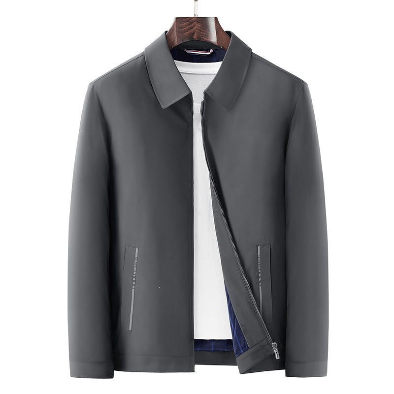 Herren Minimalistische leichte Übergangsjacke mit Hemdkragen, verdecktem Reißverschluss & seitlichen Reißverschlusstaschen Nord Taschen