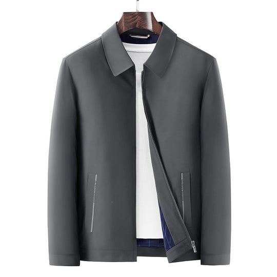 Herren Minimalistische leichte Übergangsjacke mit Hemdkragen, verdecktem Reißverschluss & seitlichen Reißverschlusstaschen Nord Taschen