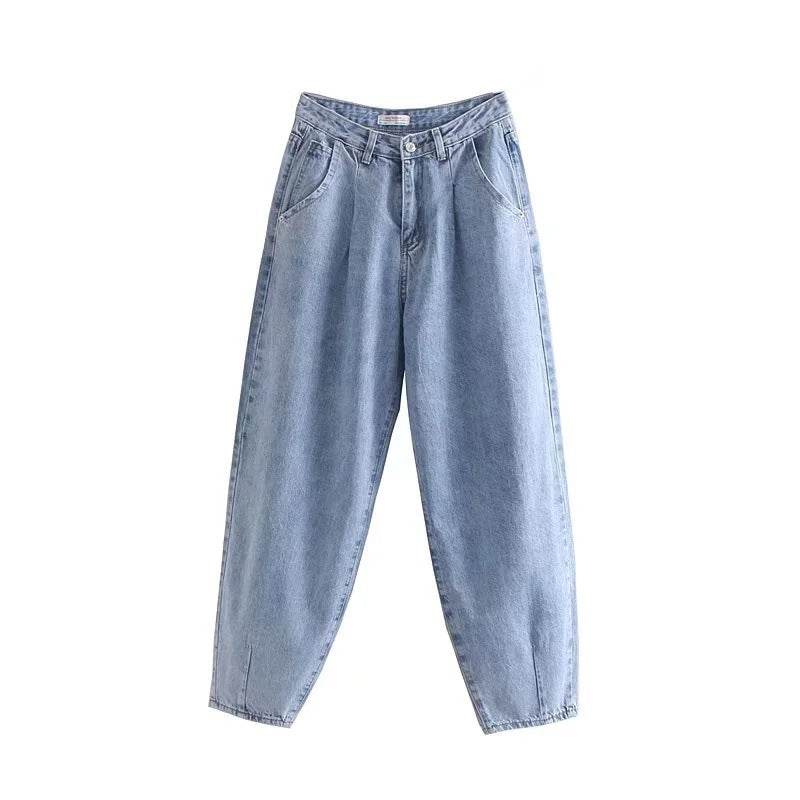 Damen Hochtaillierte Tapered‑Hose mit vorn gelegten Bundfalten und legerer Passform Nord Taschen