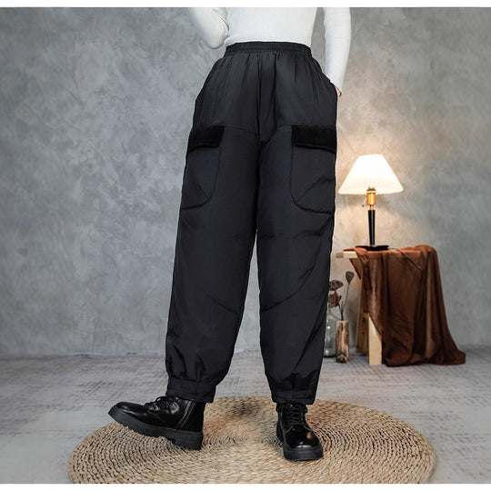 Damen gesteppte Thermo-Cargo-Hose mit elastischem Bund und Saumbündchen Nord Taschen