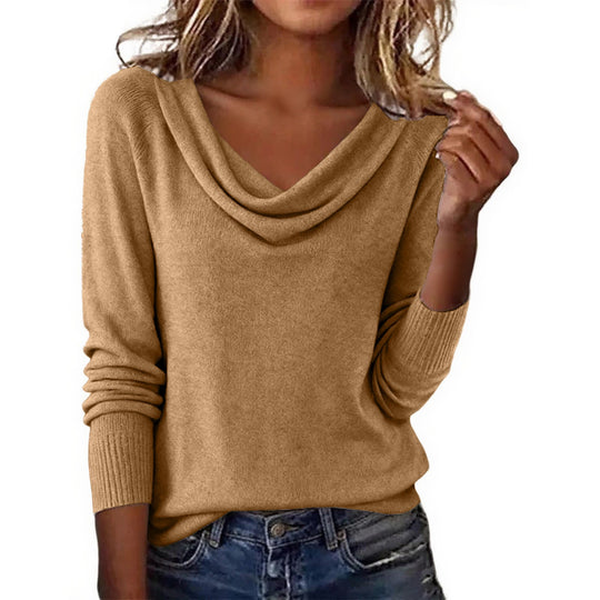 Damen Elegantes Cowlneck Pullover Nord Taschen