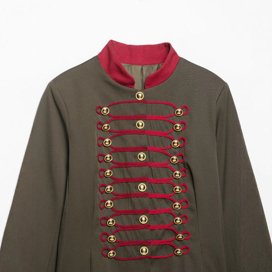Damen Marschalljacke im Military-Stil mit Kordelbesatz und Stehkragen Nord Taschen