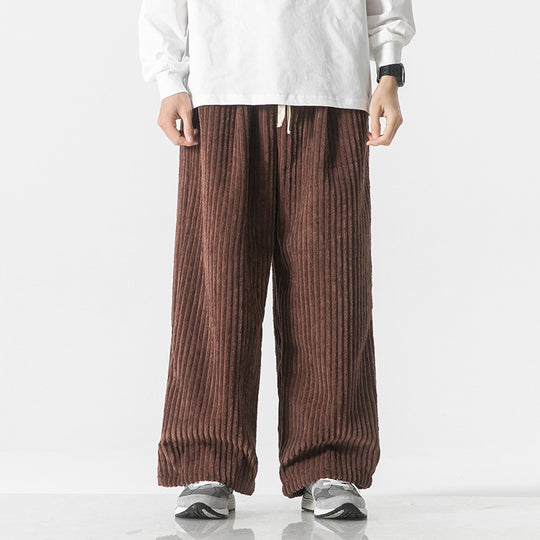 Herren Weit geschnittene Cordhose mit Tunnelzugbund und markanter Rippenstruktur Nord Taschen