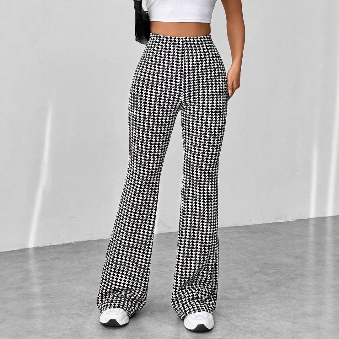 Damen Stretch-Schlaghose mit hoher Taille und weitem Bein Nord Taschen