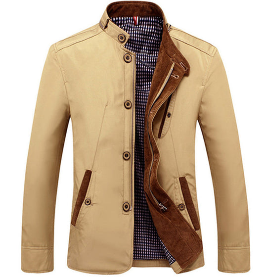Herren leichtes Canvas‑Fieldblouson mit Stehkragen und kombinierter Zipper‑Knopffront Nord Taschen