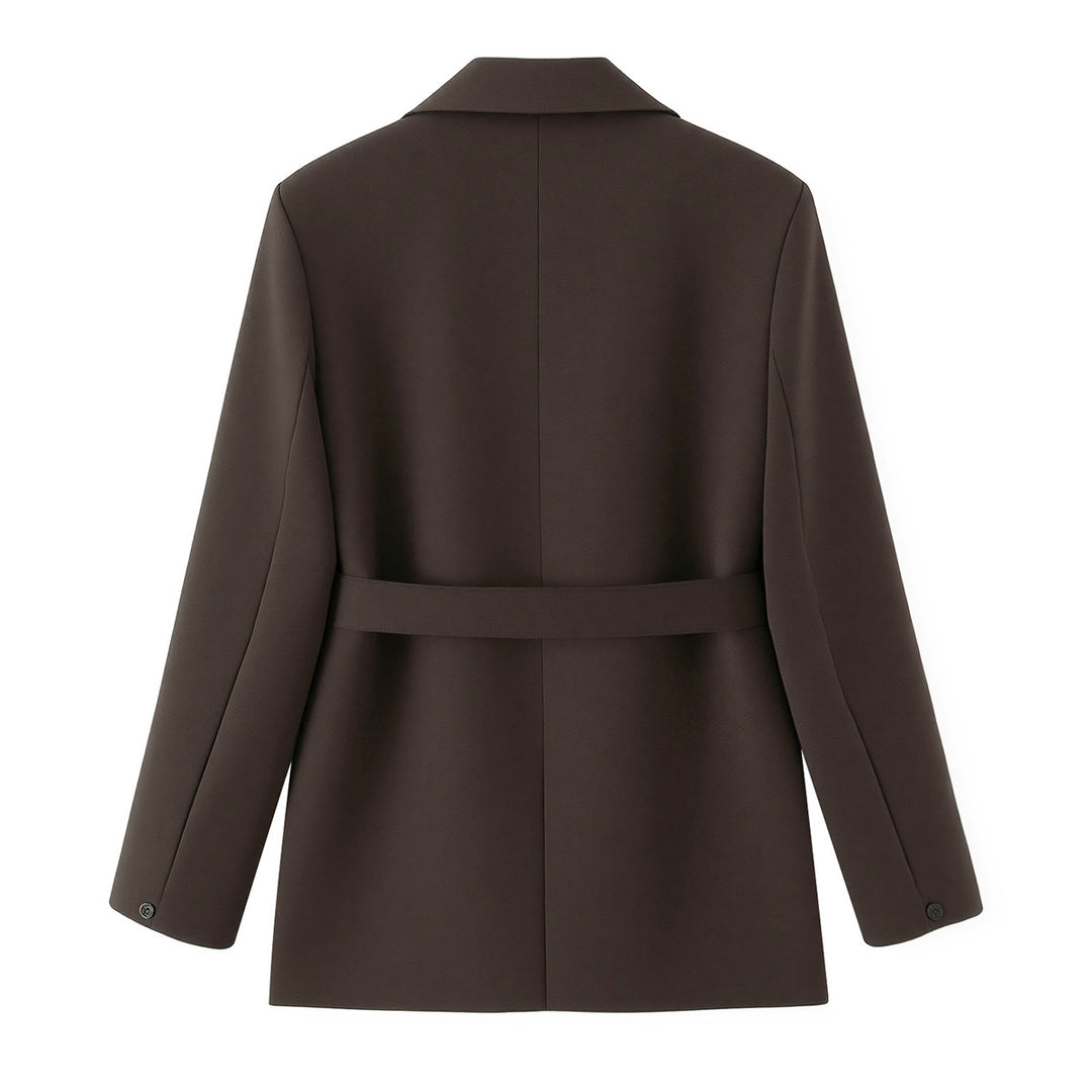 Damen Zweiteiliges Blazer-Set mit Wickelgürtel und weiter Bundfaltenhose Nord Taschen