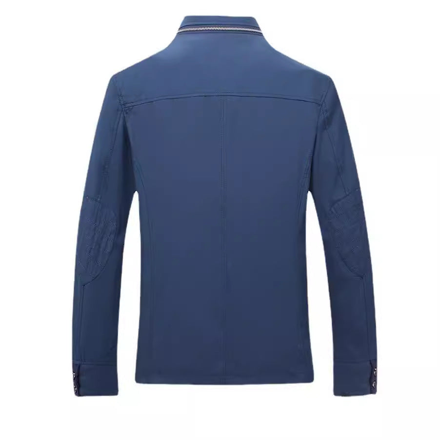 Herren leichtes Canvas‑Fieldblouson mit Stehkragen und kombinierter Zipper‑Knopffront Nord Taschen