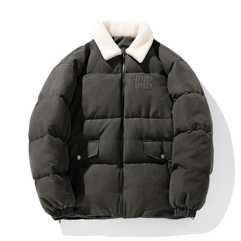 Unisex Wattierte Cord-Optik-Steppjacke mit Teddykragen und aufgesetzten Pattentaschen Nord Taschen