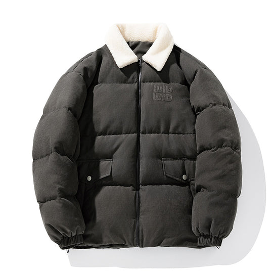 Unisex Wattierte Cord-Optik-Steppjacke mit Teddykragen und aufgesetzten Pattentaschen Nord Taschen