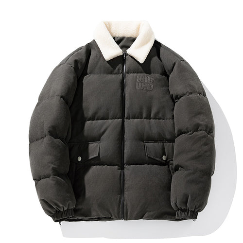 Unisex Wattierte Cord-Optik-Steppjacke mit Teddykragen und aufgesetzten Pattentaschen Nord Taschen