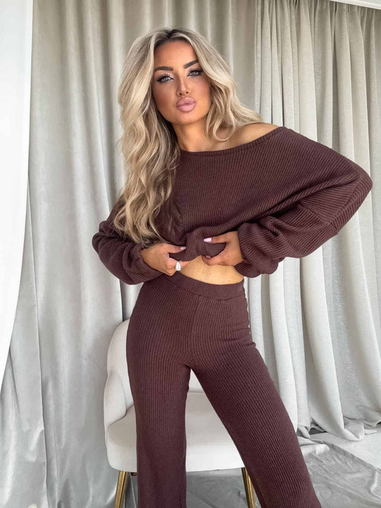Damen Strickanzug mit lässigem Oversized-Schnitt und weiten Beinen Nord Taschen