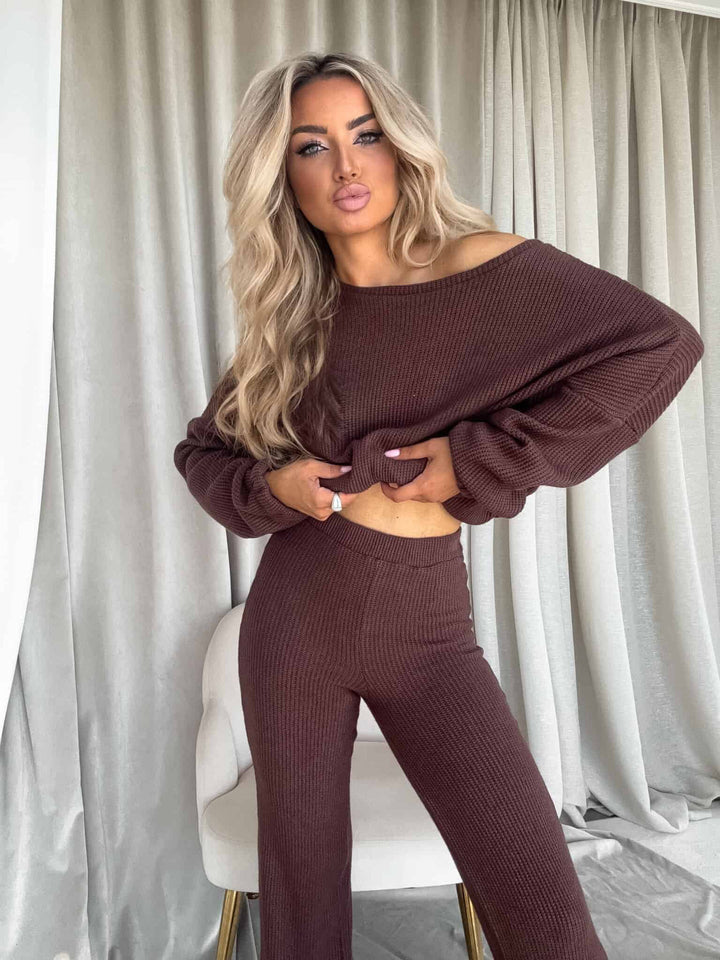 Damen Strickanzug mit lässigem Oversized-Schnitt und weiten Beinen Nord Taschen