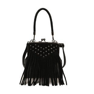 Damen modische Umhängetasche mit fransigen Details und Nieten Nord Taschen