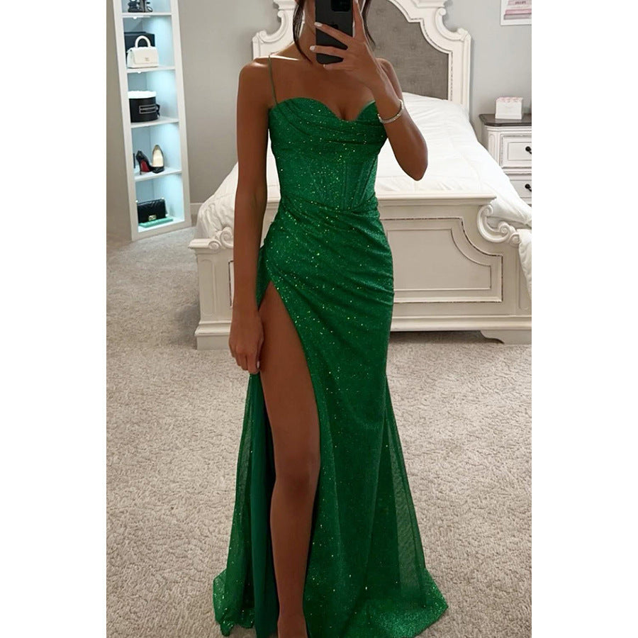 Pailletten Maxikleid Damen