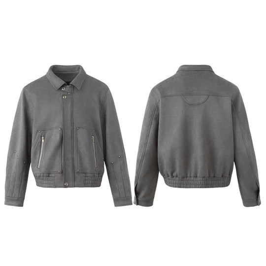 Herren Kurzblouson aus Velours mit Utility‑Taschen, Zippern und hohem Stehkragen Nord Taschen