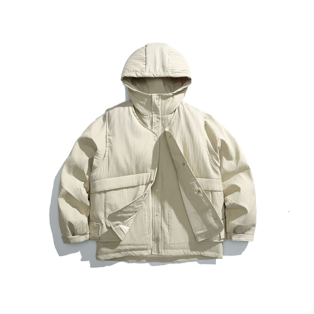 Herren Steppjacke mit Kapuze und geripptem Strukturstoff Nord Taschen