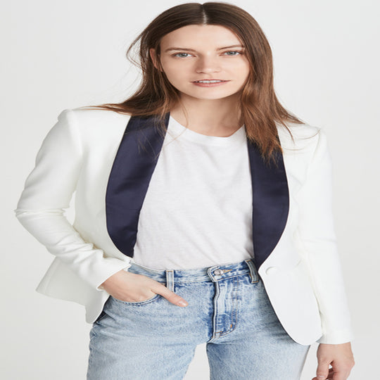 Damen Taillierter Smoking‑Blazer mit satiniertem Schalkragen und Ein‑Knopf‑Front Nord Taschen