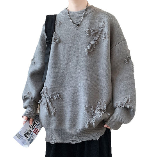 Damen Grobstrickpullover mit Fransen Nord Taschen