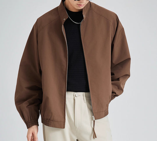 Herren leichte oversized Bomberjacke mit Stehkragen und elastischen Bündchen Nord Taschen