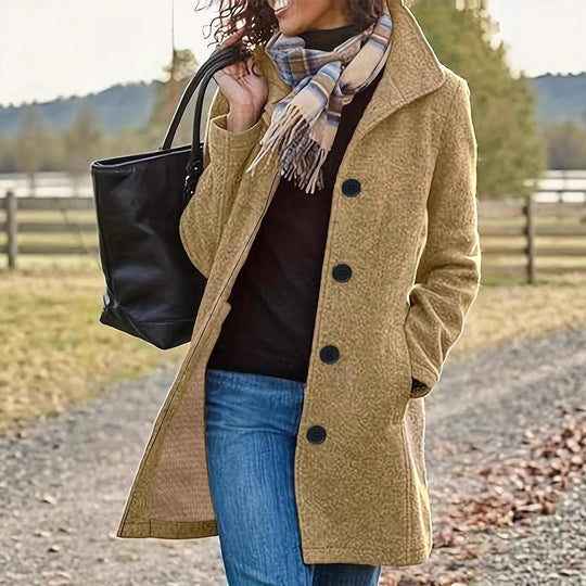 Damen wollähnlicher Teddy-Kurzmantel mit Stehkragen und seitlichen Eingrifftaschen Nord Taschen