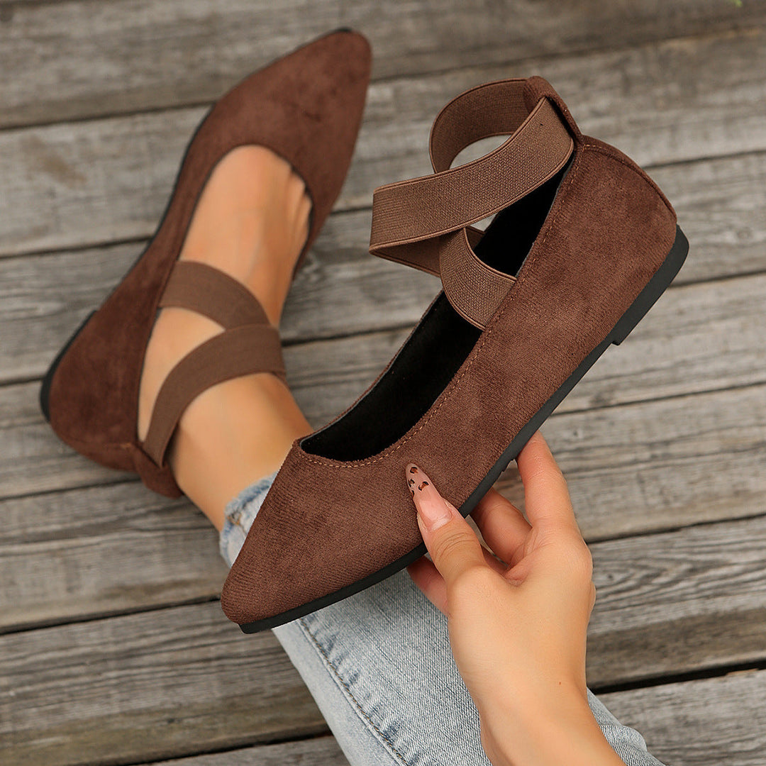 Damen elegante Ballerinas mit verstellbarem Riemchendesign