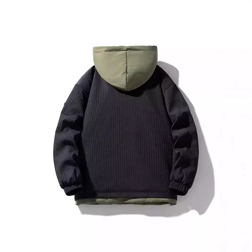 Herren Gefütterte Kapuzenjacke mit grafischem Print, Teddy-Innenfutter und winddichter Außenhülle Nord Taschen