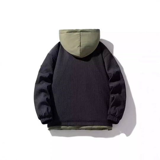 Herren Gefütterte Kapuzenjacke mit grafischem Print, Teddy-Innenfutter und winddichter Außenhülle Nord Taschen