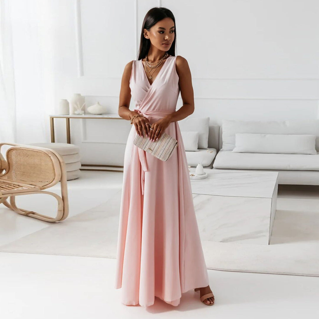 Damen Elegantes Wickelkleid mit verlängertem Saum Nord Taschen