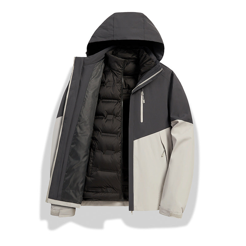 Damen 2-in-1 wasserdichte Winterjacke mit abnehmbarer Daunen-Innenweste Nord Taschen