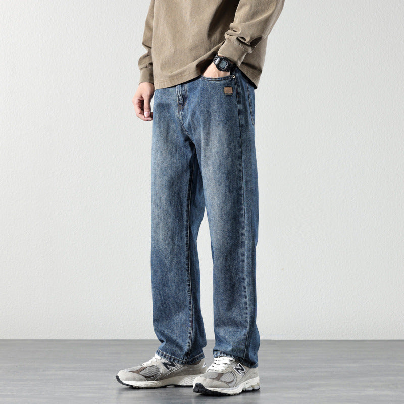 Herren Weite Straight‑Leg Denim-Jeans mit Vintage-Wash und lockerer Passform Nord Taschen