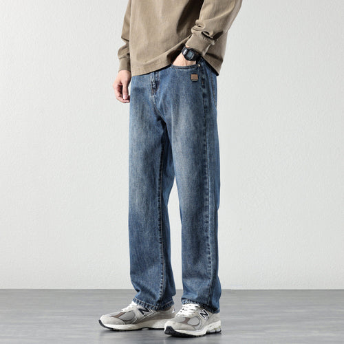 Herren Weite Straight‑Leg Denim-Jeans mit Vintage-Wash und lockerer Passform Nord Taschen