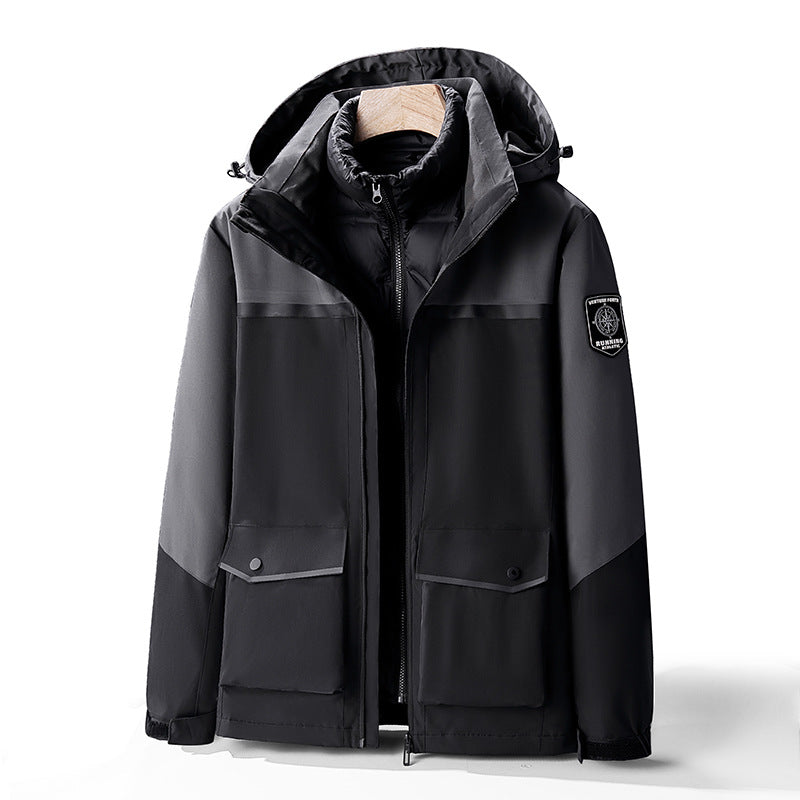 Herren Zweilagiger Wetterparka mit herausnehmbarer Isolations-Innenjacke und Utility-Taschen Nord Taschen