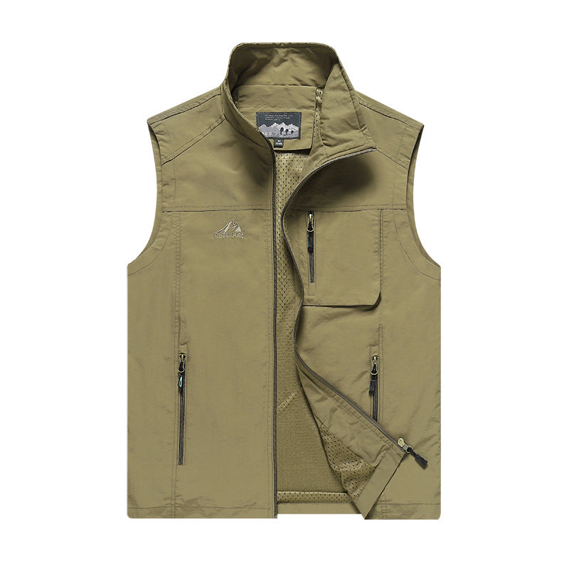 Herren Outdoor-Utility-Weste mit Mesh-Futter, wasserabweisender Nylonoberfläche und Multifunktionstaschen Nord Taschen