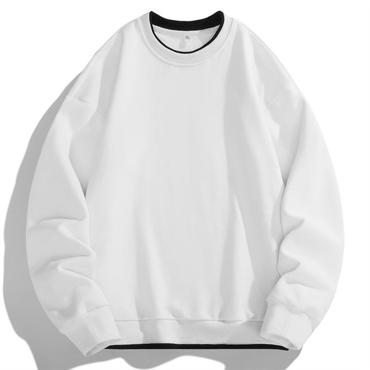 Unisex Oversize Rundhalspullover aus Baumwollmix mit Kontrastbesatz und gerippten Bündchen Nord Taschen