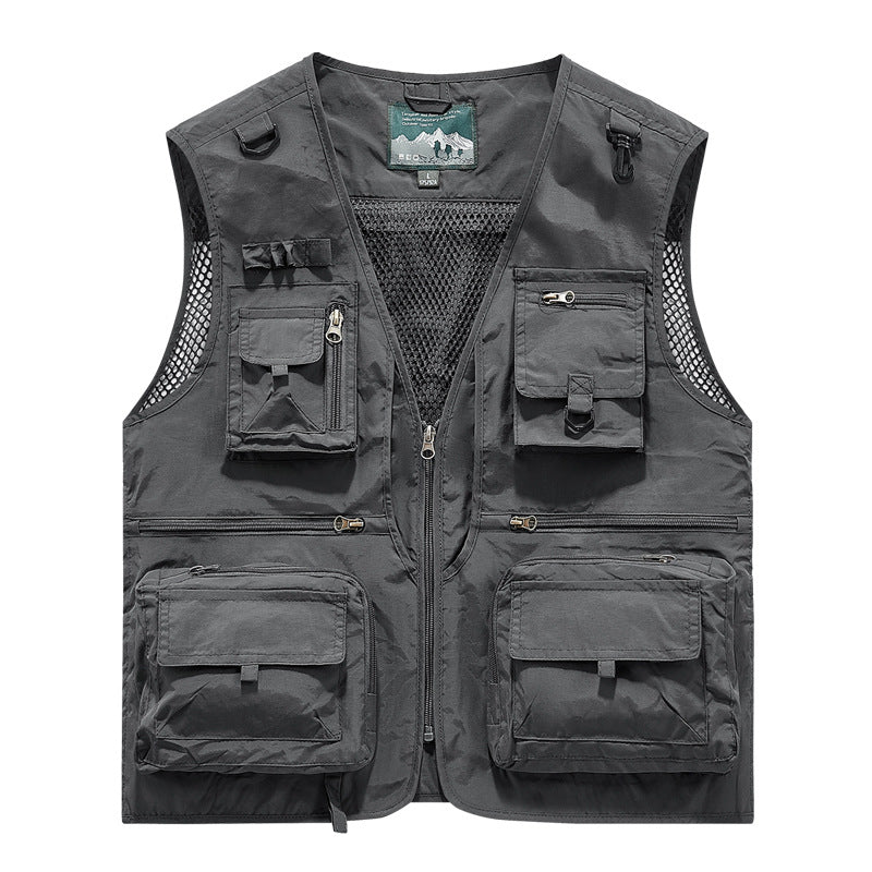 Herren leichte multifunktionale Utility-Anglerweste mit Mesh‑Futter und zahlreichen Reißverschluss‑ und Klappentaschen Nord Taschen