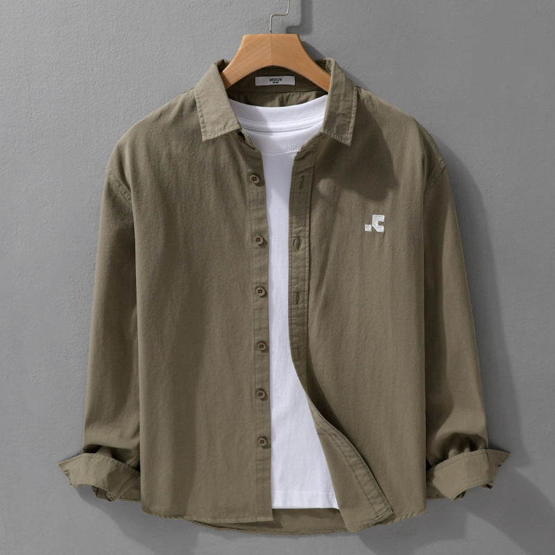 Herren Lässiges Baumwoll-Overshirt mit Kentkragen, dezentem Sticklogo und Relaxed‑Fit Nord Taschen