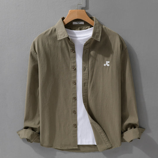 Herren Lässiges Baumwoll-Overshirt mit Kentkragen, dezentem Sticklogo und Relaxed‑Fit Nord Taschen