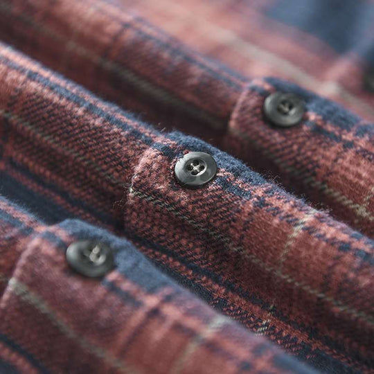 Herren Legeres Karo-Flanell-Overshirt aus weichem Baumwollmix mit Brusttasche Nord Taschen