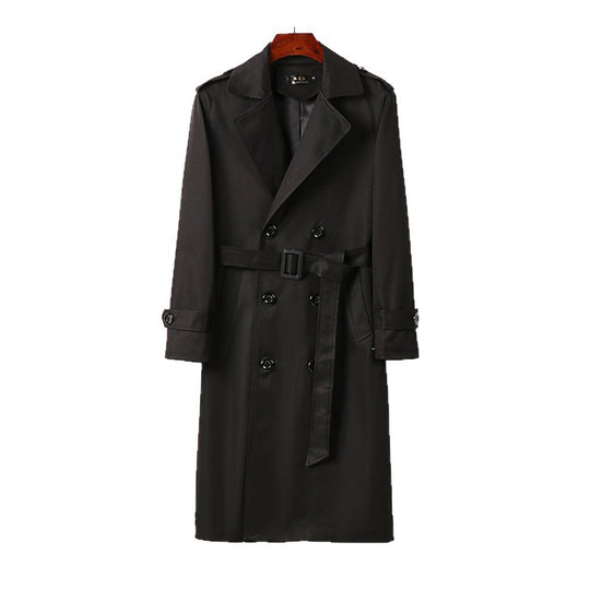 Herren Doppelreihiger Trenchcoat mit Schulterklappen, langer Silhouette und klassischem Revers Nord Taschen