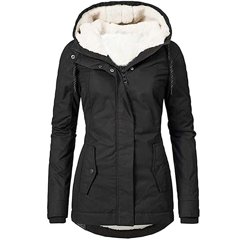 Damen Wasserabweisender Parka mit Teddyfutter, Kapuze und Taillierter Passform Nord Taschen