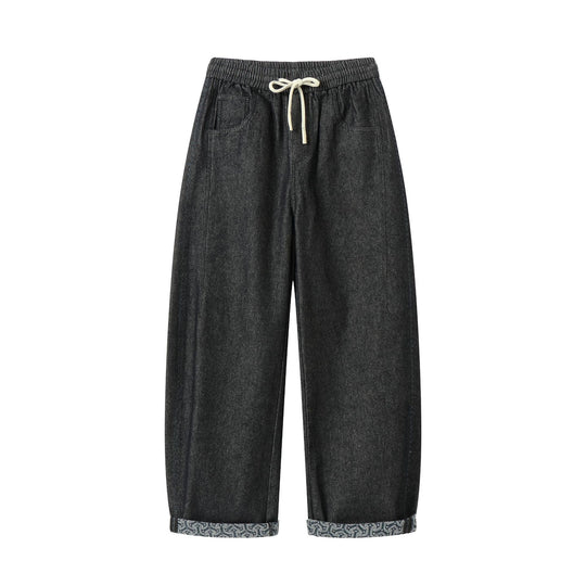 Damen Culotte-Jeans mit elastischem Tunnelzugbund und gemustertem Umschlag Nord Taschen