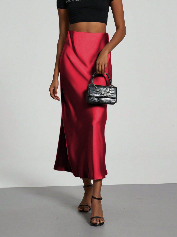 Damen Elegante und fließende Satin Maxiröcke