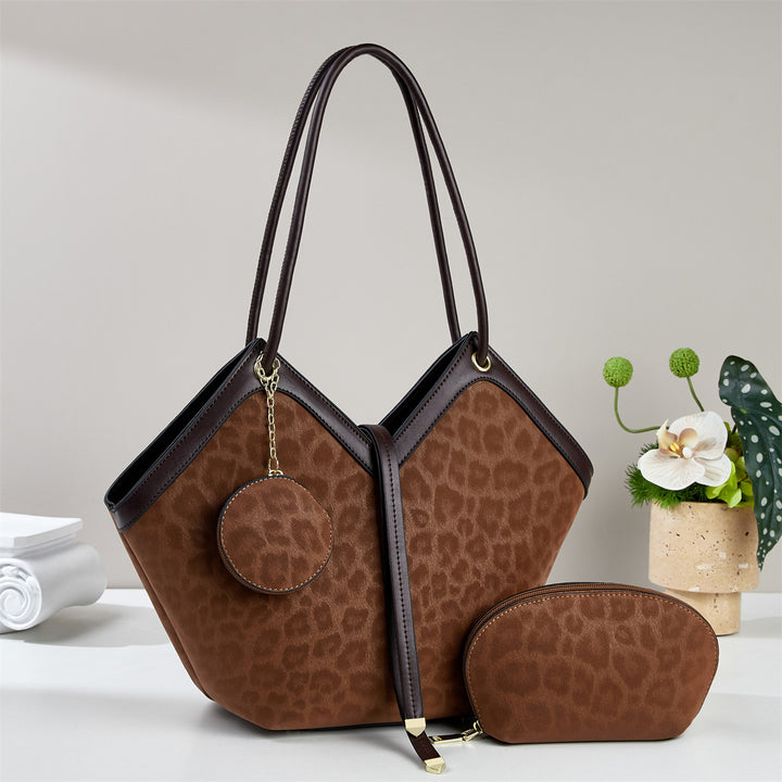 Damen modische Handtasche mit exotischer Leopardenprägung und abnehmbarer Clutch Nord Taschen