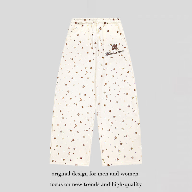 Damen Weite Loungehose im Culotte‑Stil mit elastischem Komfortbund und süßem Bären‑Print Nord Taschen