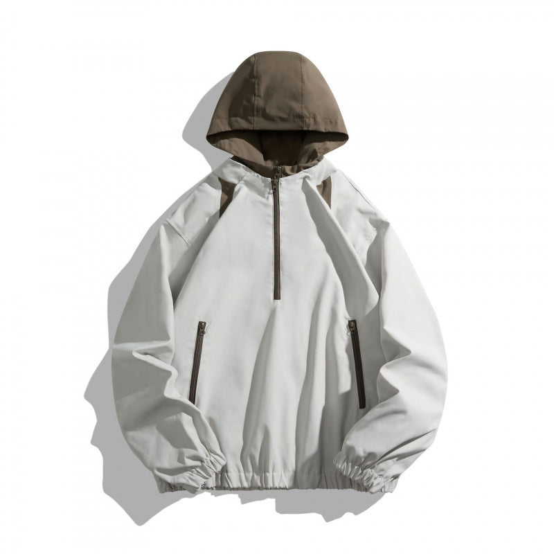 Unisex Oversize Halbzip-Kapuzenpullover mit Kontrastkapuze, Reißverschlusstaschen und elastischem Saum Nord Taschen
