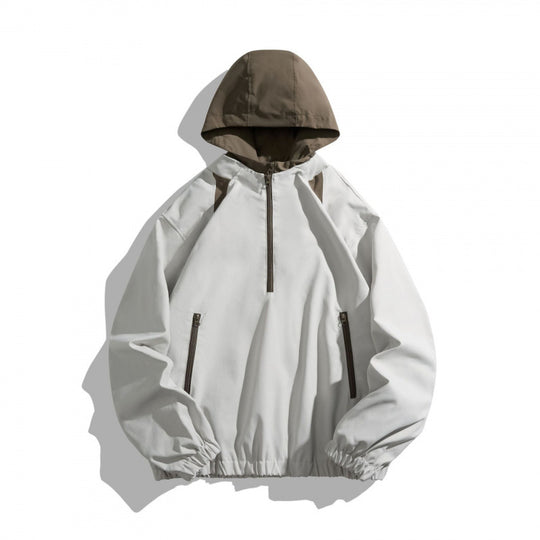 Unisex Oversize Halbzip-Kapuzenpullover mit Kontrastkapuze, Reißverschlusstaschen und elastischem Saum Nord Taschen