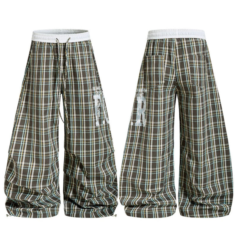 Damen Karierte Culotte-Palazzo-Hose mit elastischem Komfortbund und verstellbarem Ballon-Saum Nord Taschen