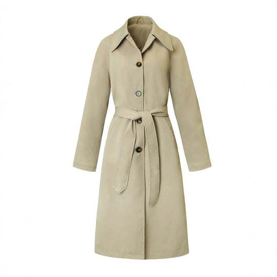Damen klassischer Trenchcoat mit Taillengürtel und weitem Reverskragen Nord Taschen